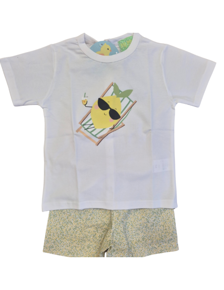 Conjunto niño limón y liberty pio pio