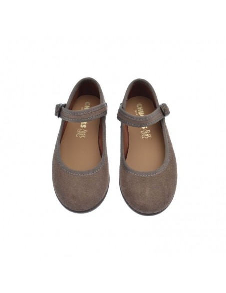 Merceditas niña Serraje Ribete Taupe Chuches