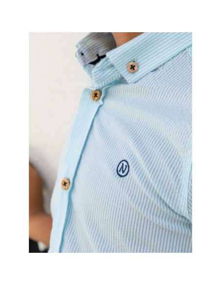 Camisa rayas verde agua Nachete