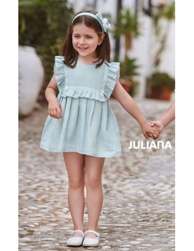 Vestido aguamarina con volante de julian